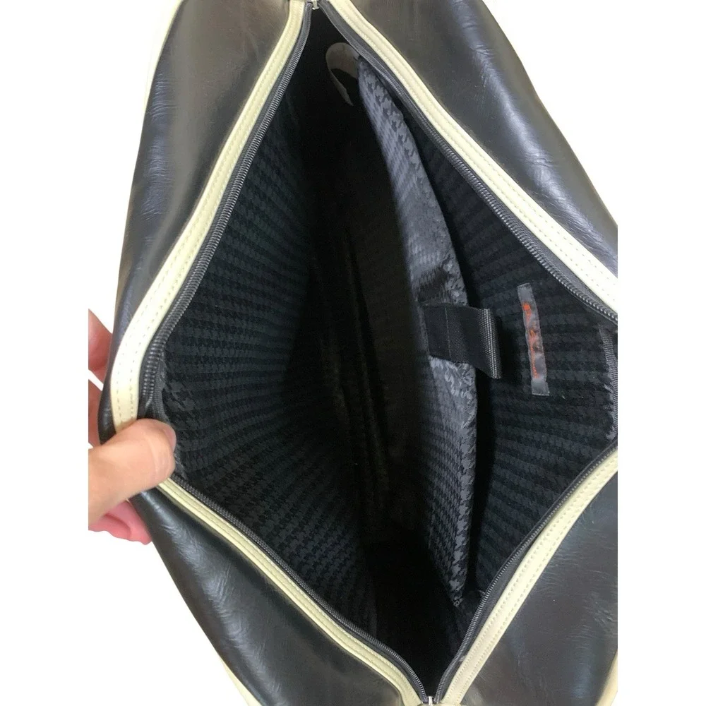 Ben Sherman Black Cream Retro Messenger Bag Y2K Travel Weekender Crossbody